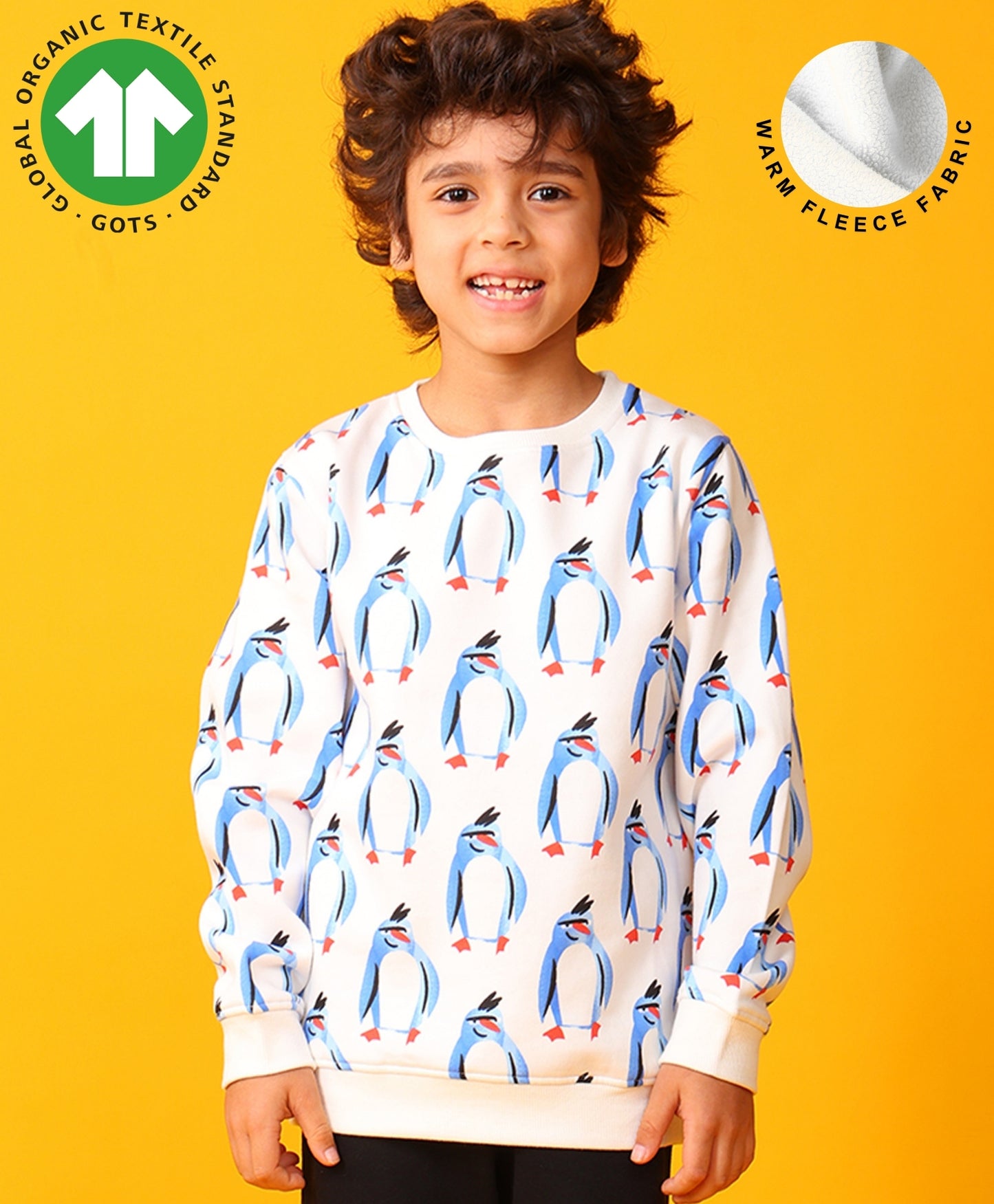 PENGUIN FLEECE BOYS SWEATSHIRT - OFF WHITE
