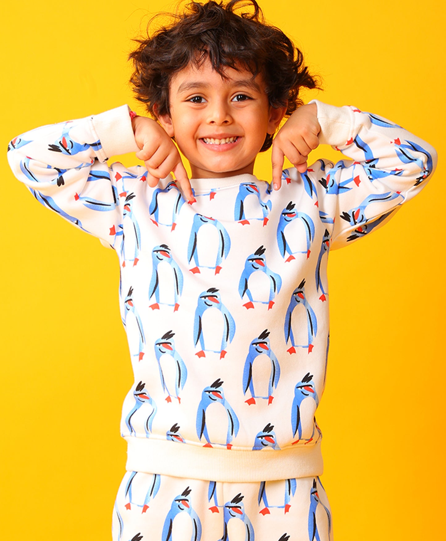 PENGUIN FLEECE BOYS SWEATSHIRT - OFF WHITE