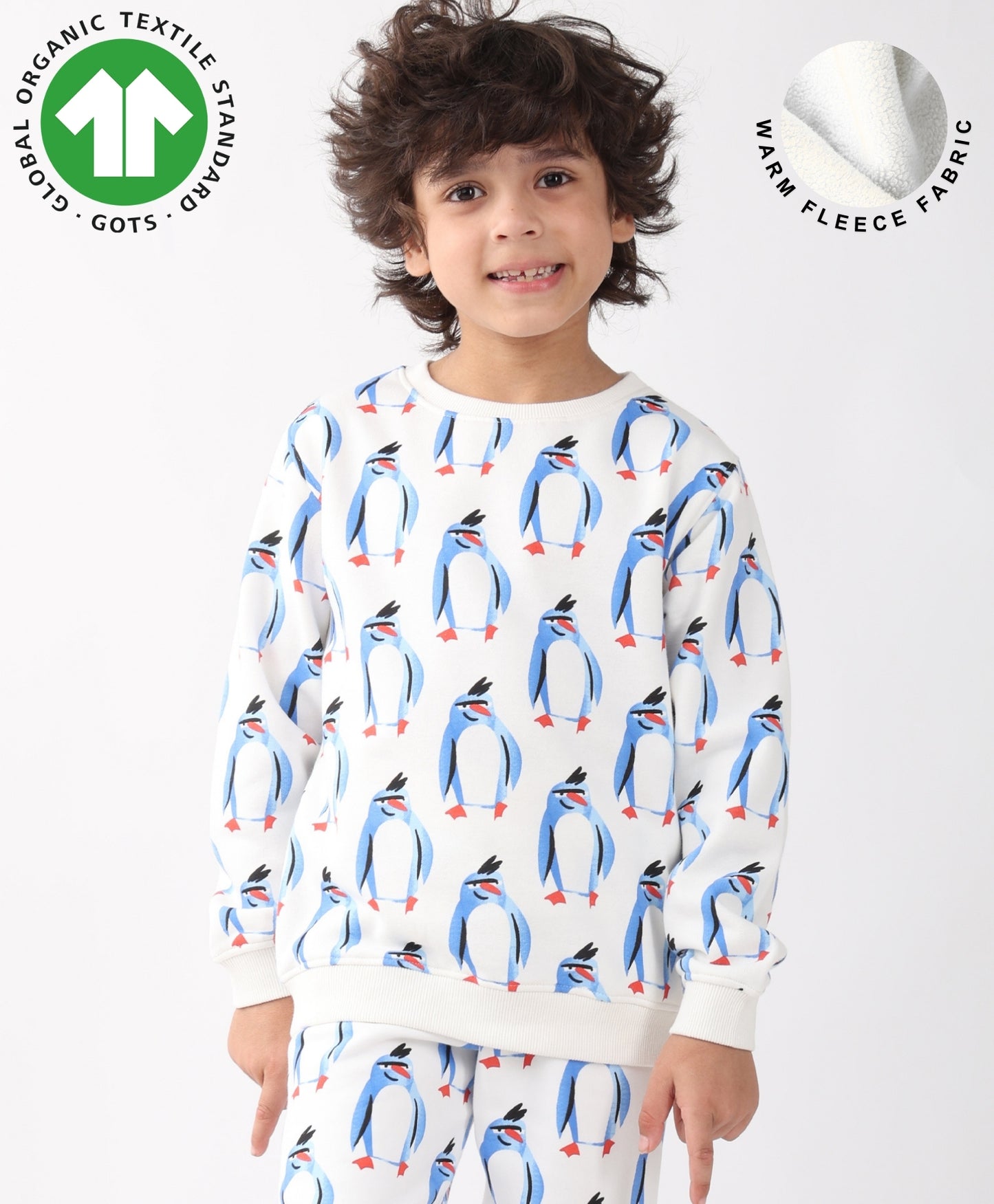 PENGUIN FLEECE BOYS SWEATSHIRT - OFF WHITE