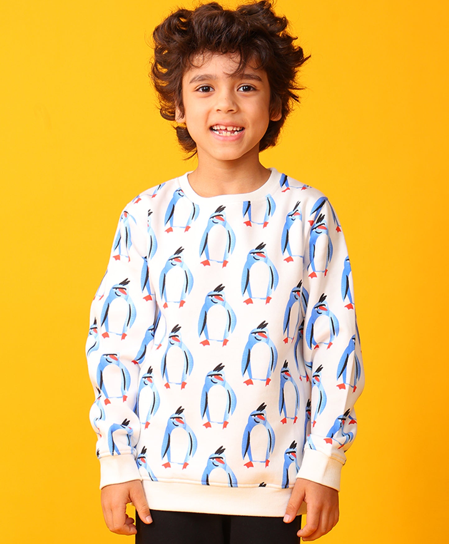 PENGUIN FLEECE BOYS SWEATSHIRT - OFF WHITE
