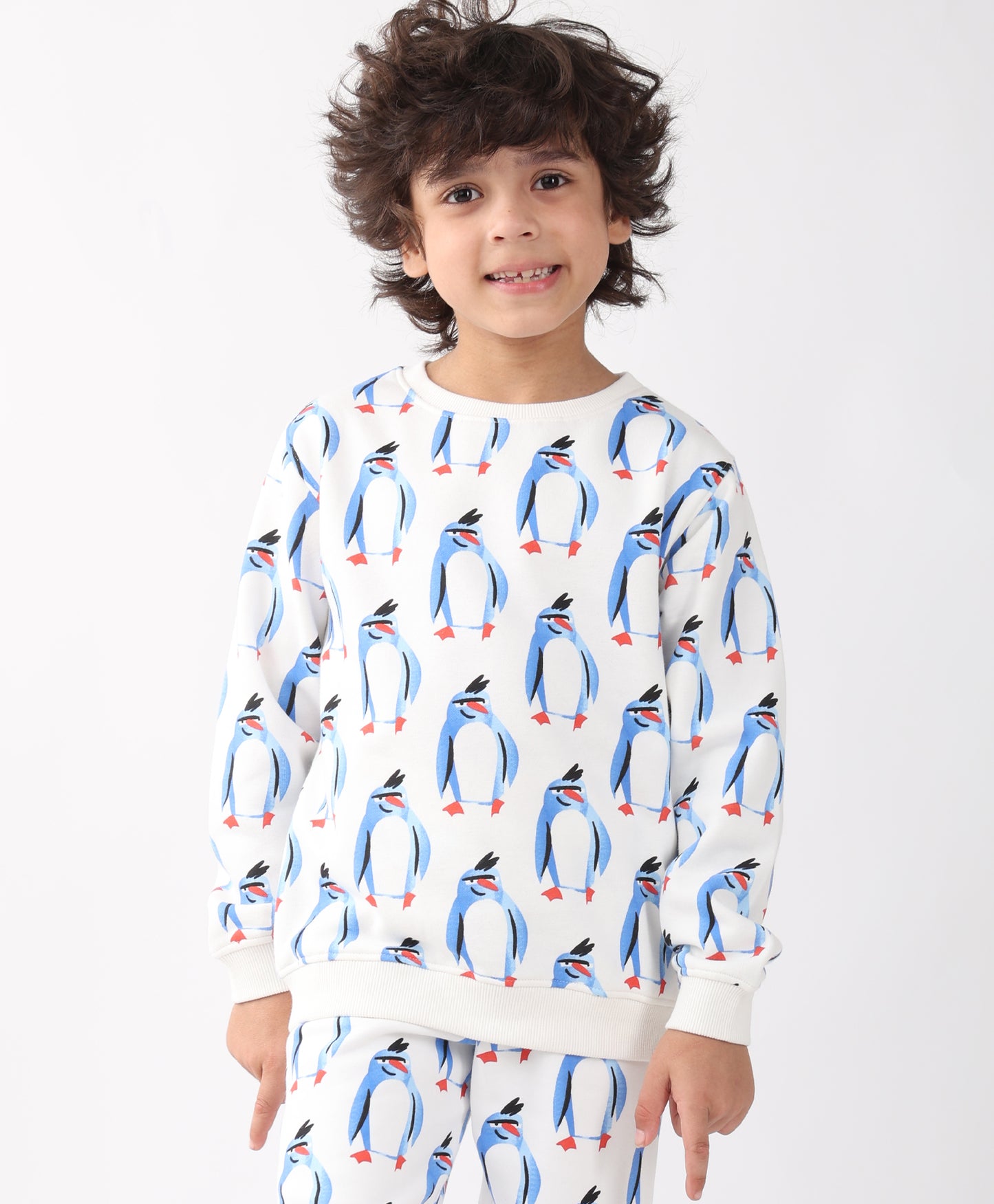 PENGUIN FLEECE BOYS SWEATSHIRT - OFF WHITE