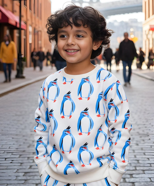 PENGUIN FLEECE BOYS SWEATSHIRT - OFF WHITE