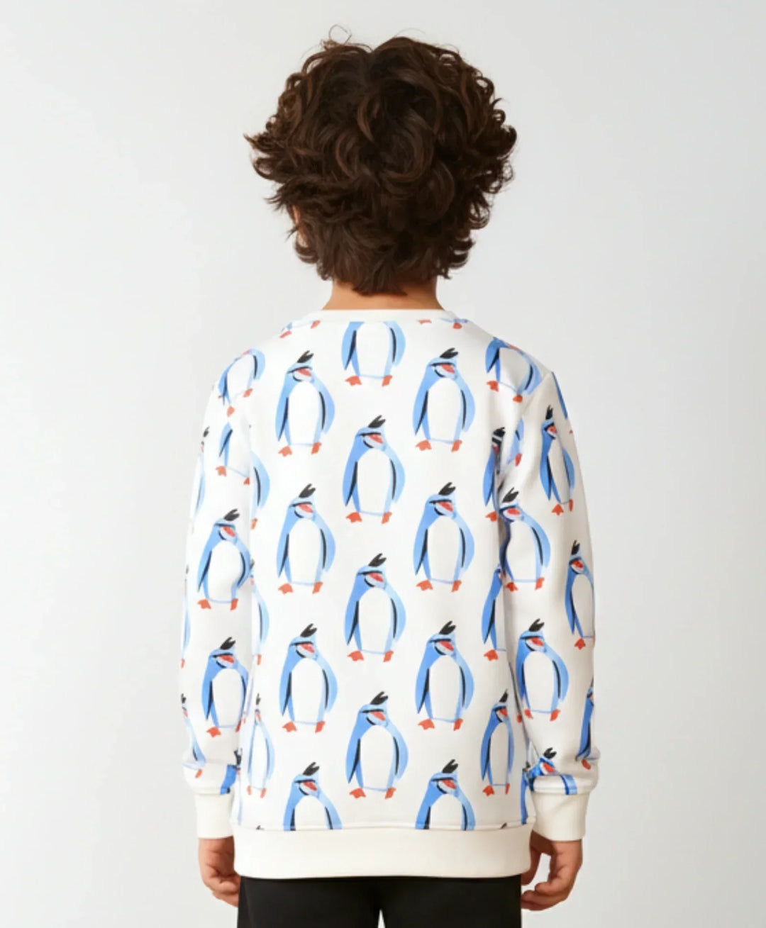 PENGUIN FLEECE BOYS SWEATSHIRT - OFF WHITE - Anthrilo 