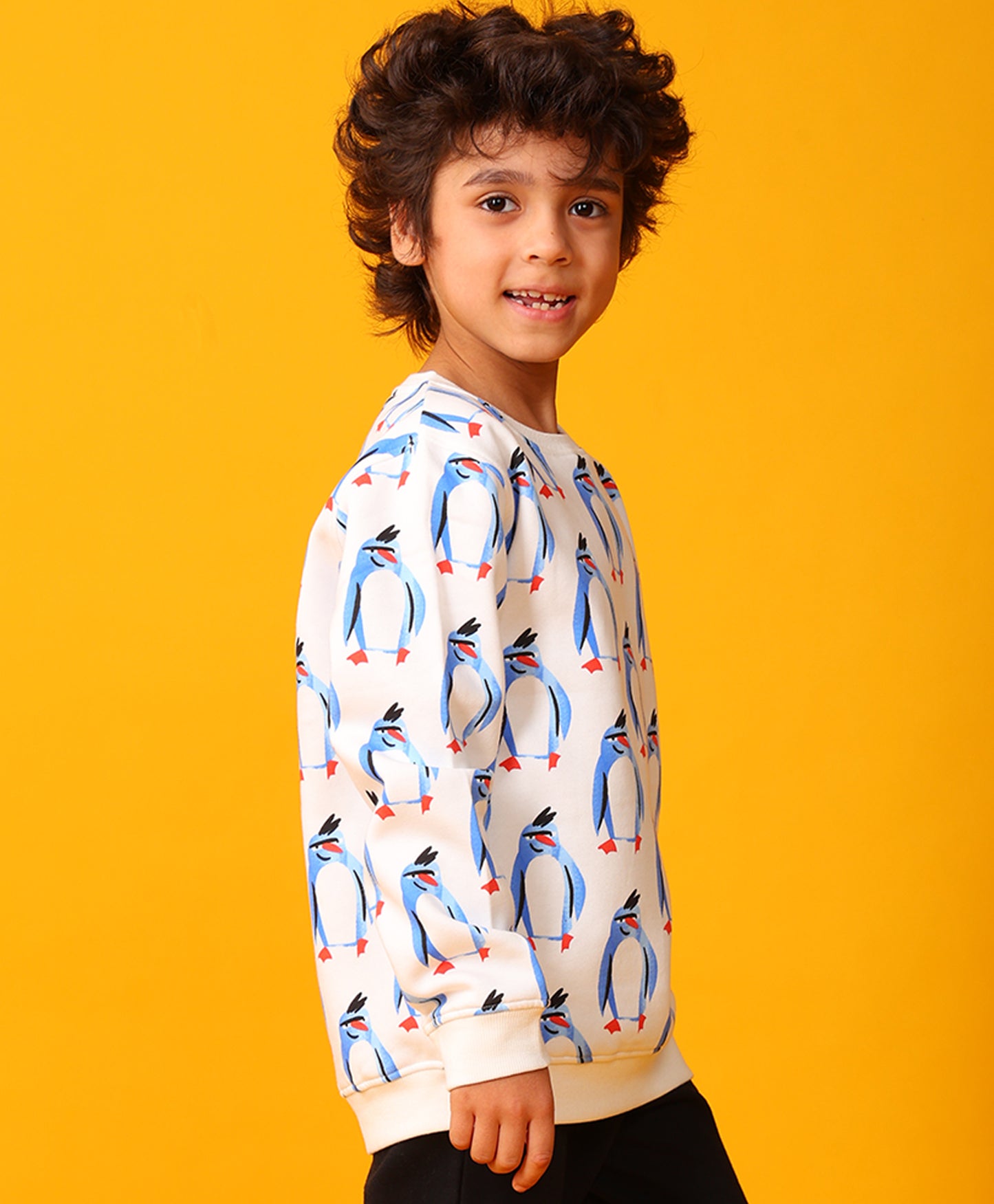 PENGUIN FLEECE BOYS SWEATSHIRT - OFF WHITE