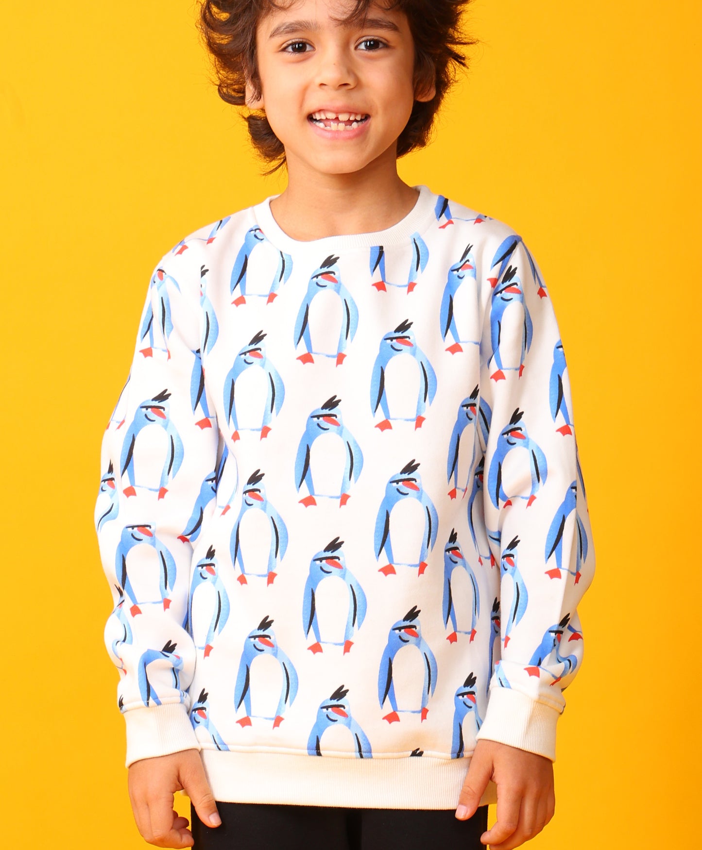 PENGUIN FLEECE BOYS SWEATSHIRT - OFF WHITE
