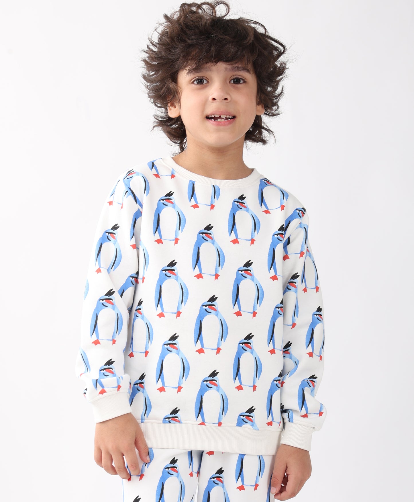 PENGUIN FLEECE BOYS SWEATSHIRT - OFF WHITE