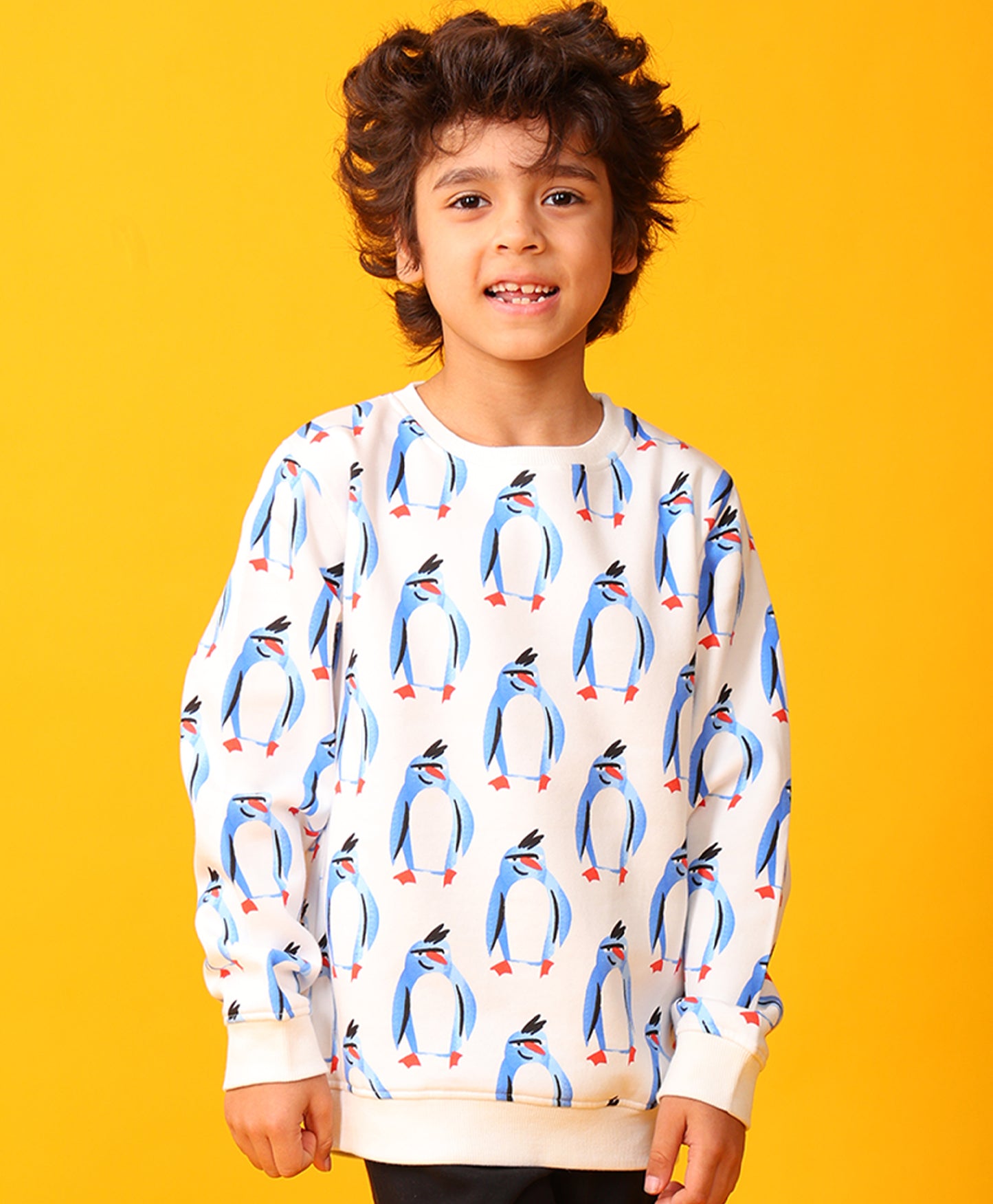 PENGUIN FLEECE BOYS SWEATSHIRT - OFF WHITE