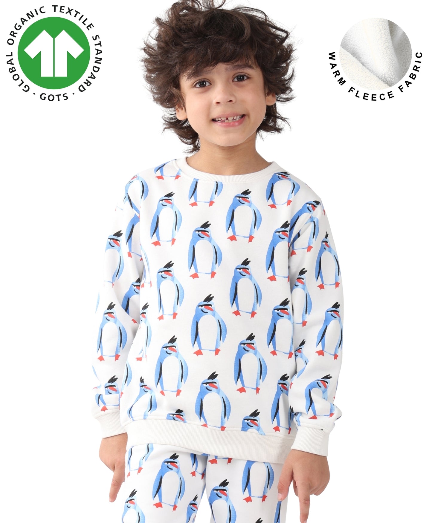 PENGUIN FLEECE BOYS SWEATSHIRT - OFF WHITE