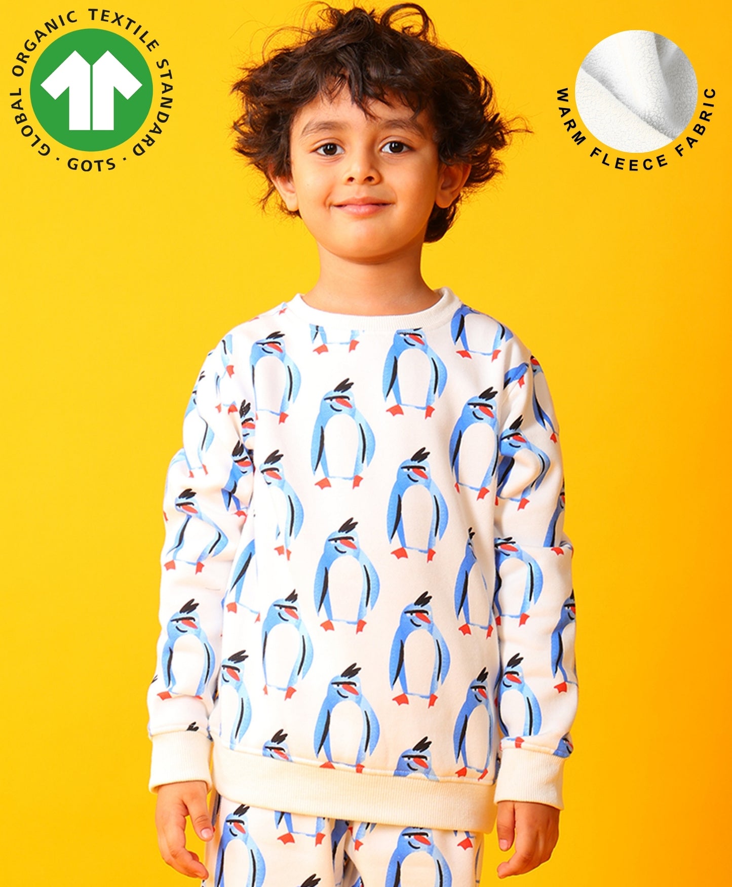PENGUIN FLEECE BOYS SWEATSHIRT - OFF WHITE