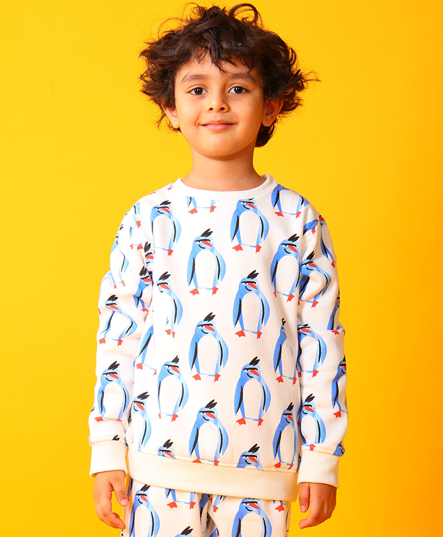 PENGUIN FLEECE BOYS SWEATSHIRT - OFF WHITE