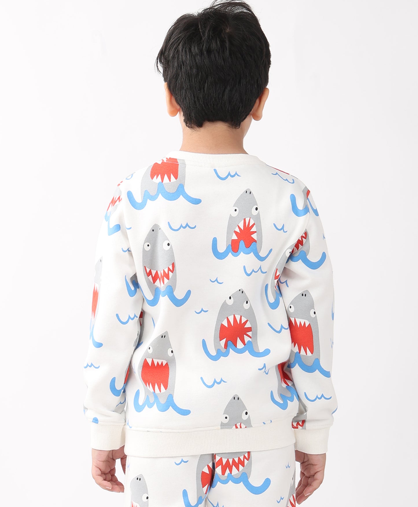 SLEEPY SHARK BOYS FLEECE SWEATSHIRT - OFF WHITE