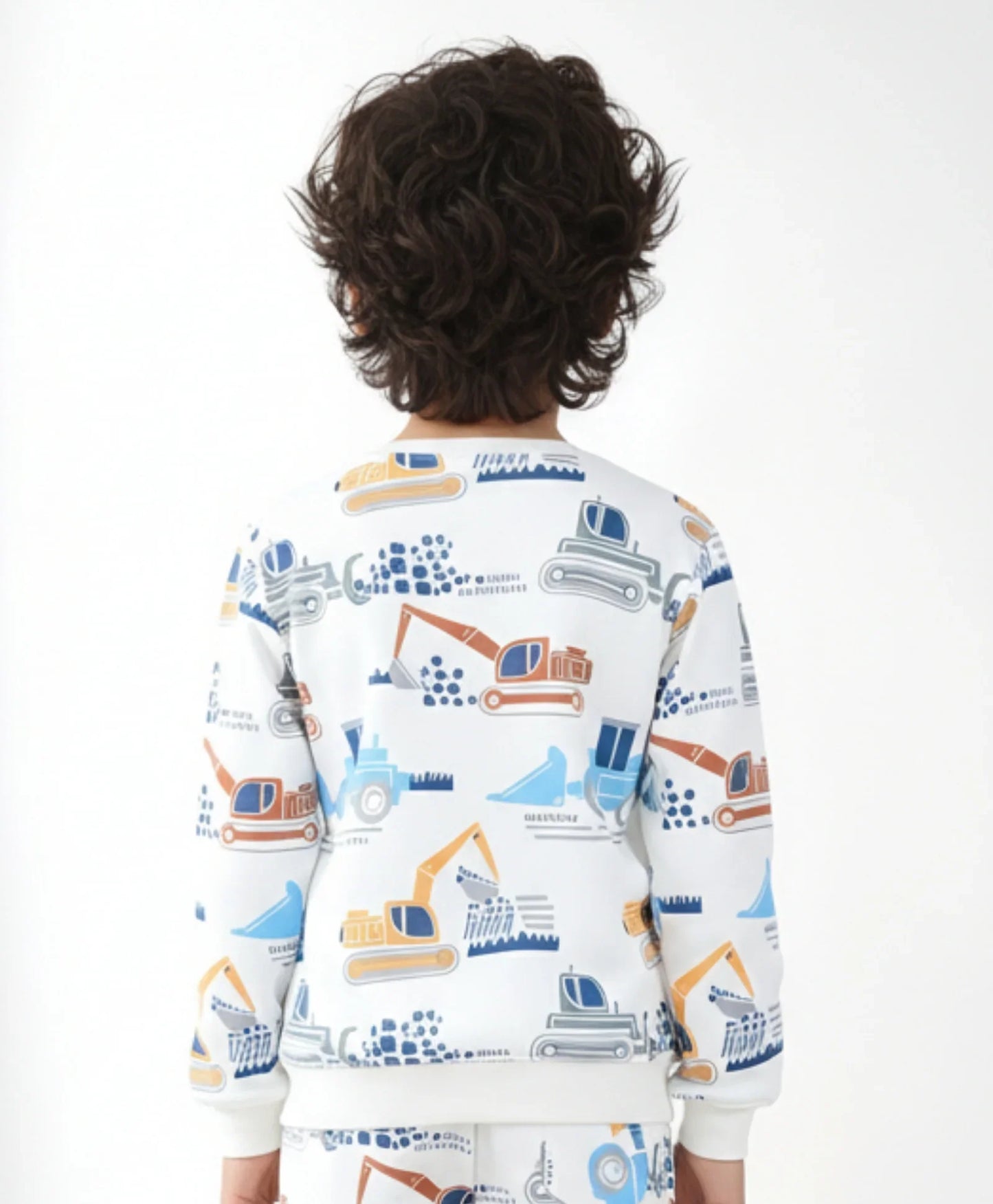 DIGGER PRINT FLEECE BOYS SWEATSHIRT - OFF WHITE