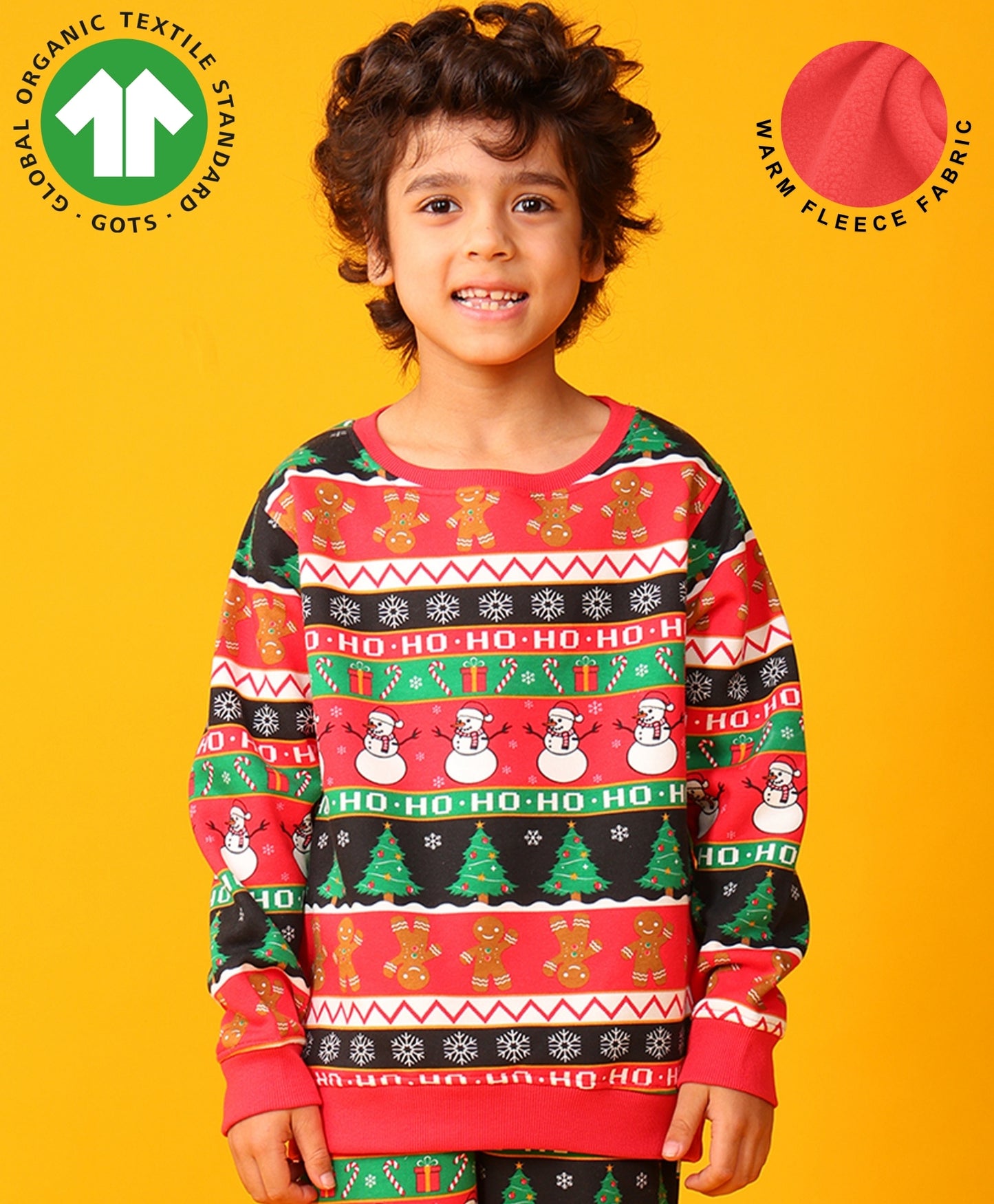 CHRISTMAS PRINT BOYS FLEECE SWEATSHIRT - RED