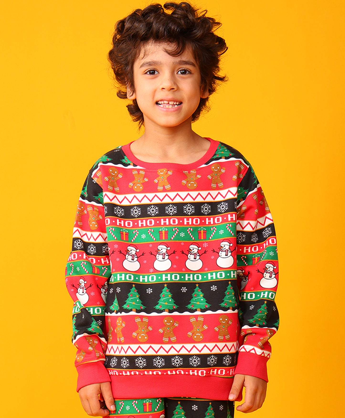 CHRISTMAS PRINT BOYS FLEECE SWEATSHIRT - RED