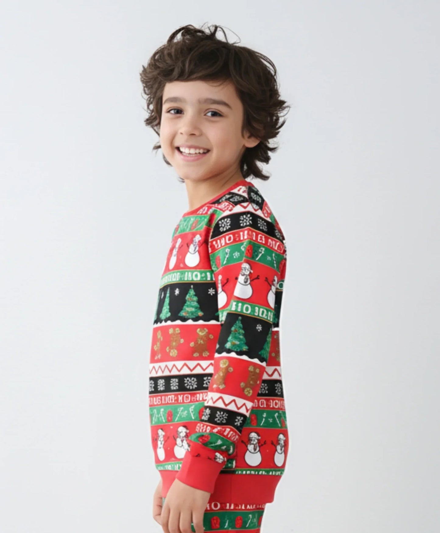 CHRISTMAS PRINT BOYS FLEECE SWEATSHIRT - RED