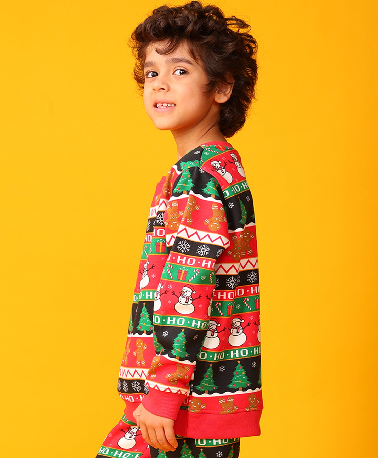 CHRISTMAS PRINT BOYS FLEECE SWEATSHIRT - RED