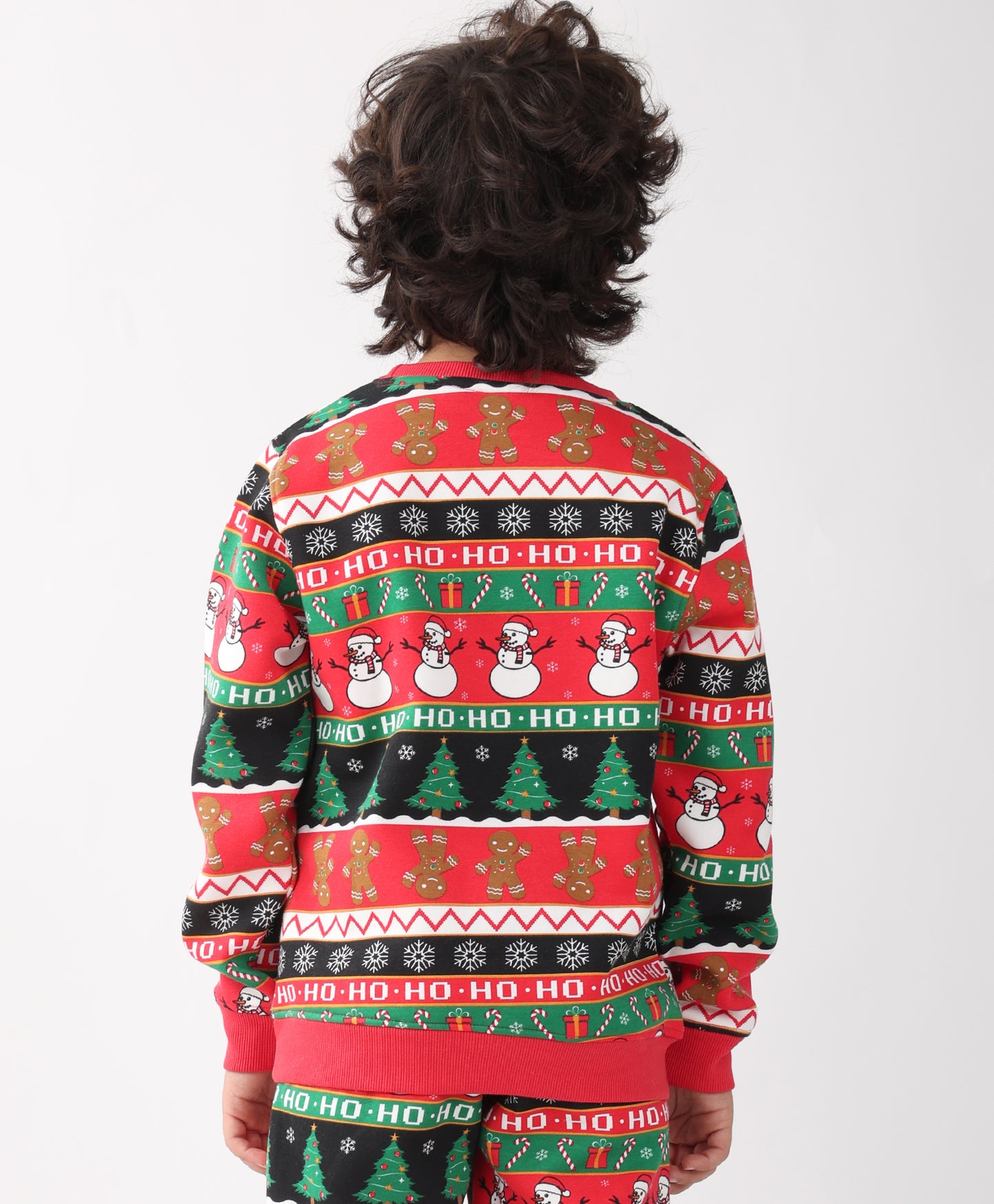 CHRISTMAS PRINT BOYS FLEECE SWEATSHIRT - RED