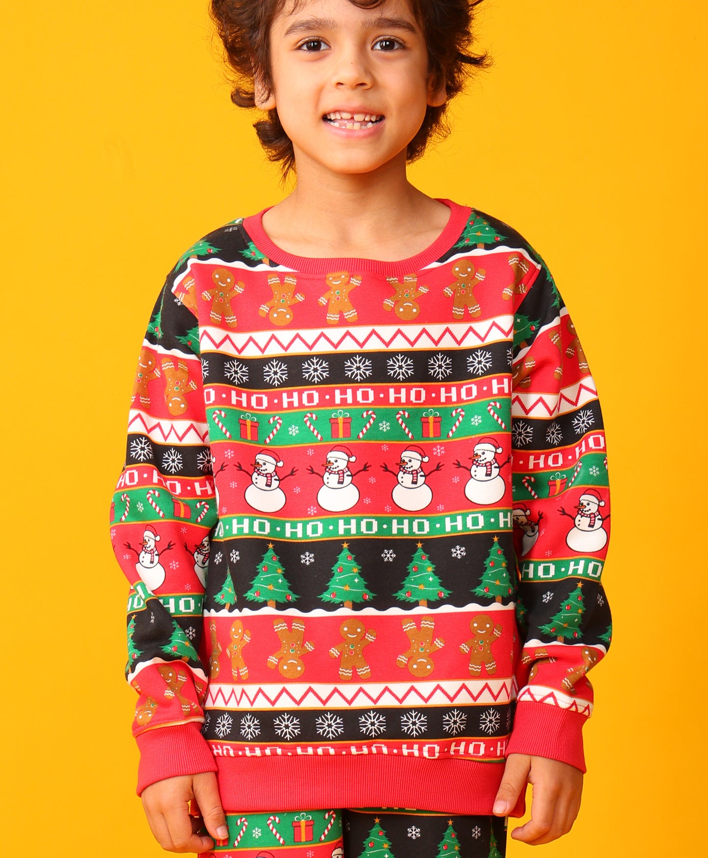 CHRISTMAS PRINT BOYS FLEECE SWEATSHIRT - RED