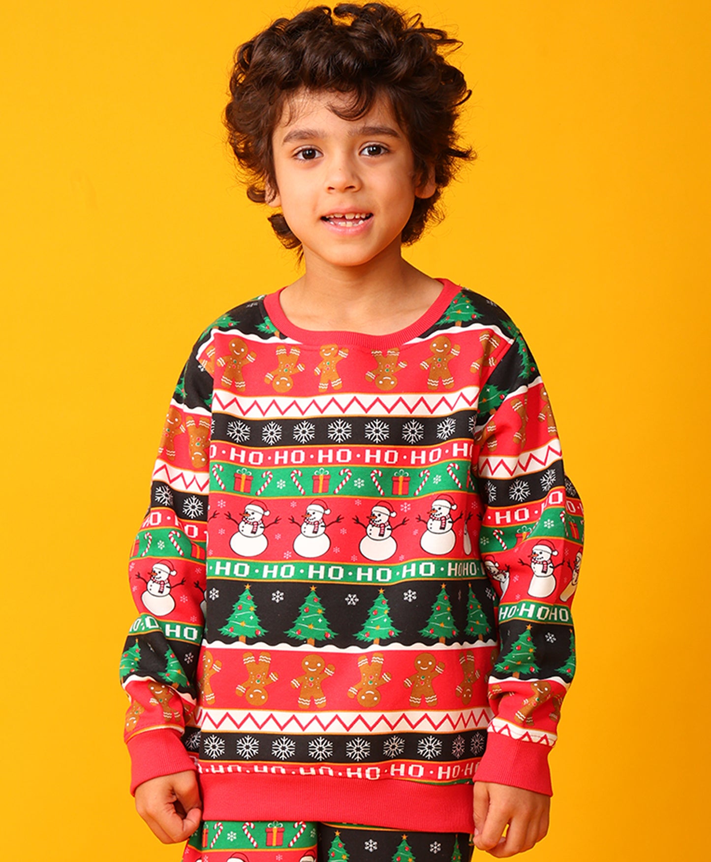 CHRISTMAS PRINT BOYS FLEECE SWEATSHIRT - RED