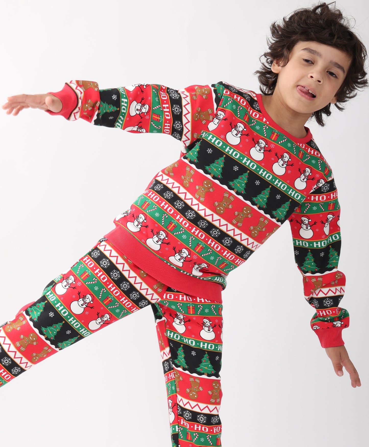 CHRISTMAS PRINT BOYS FLEECE SWEATSHIRT - RED