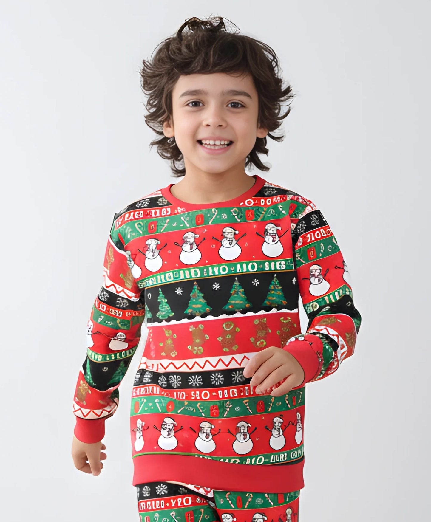 CHRISTMAS PRINT BOYS FLEECE SWEATSHIRT - RED