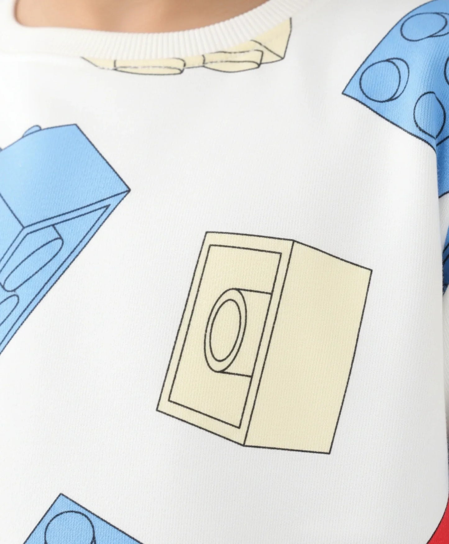 BLOCK BUILDER FLEECE BOYS SWEATSHIRT - OFF WHITE