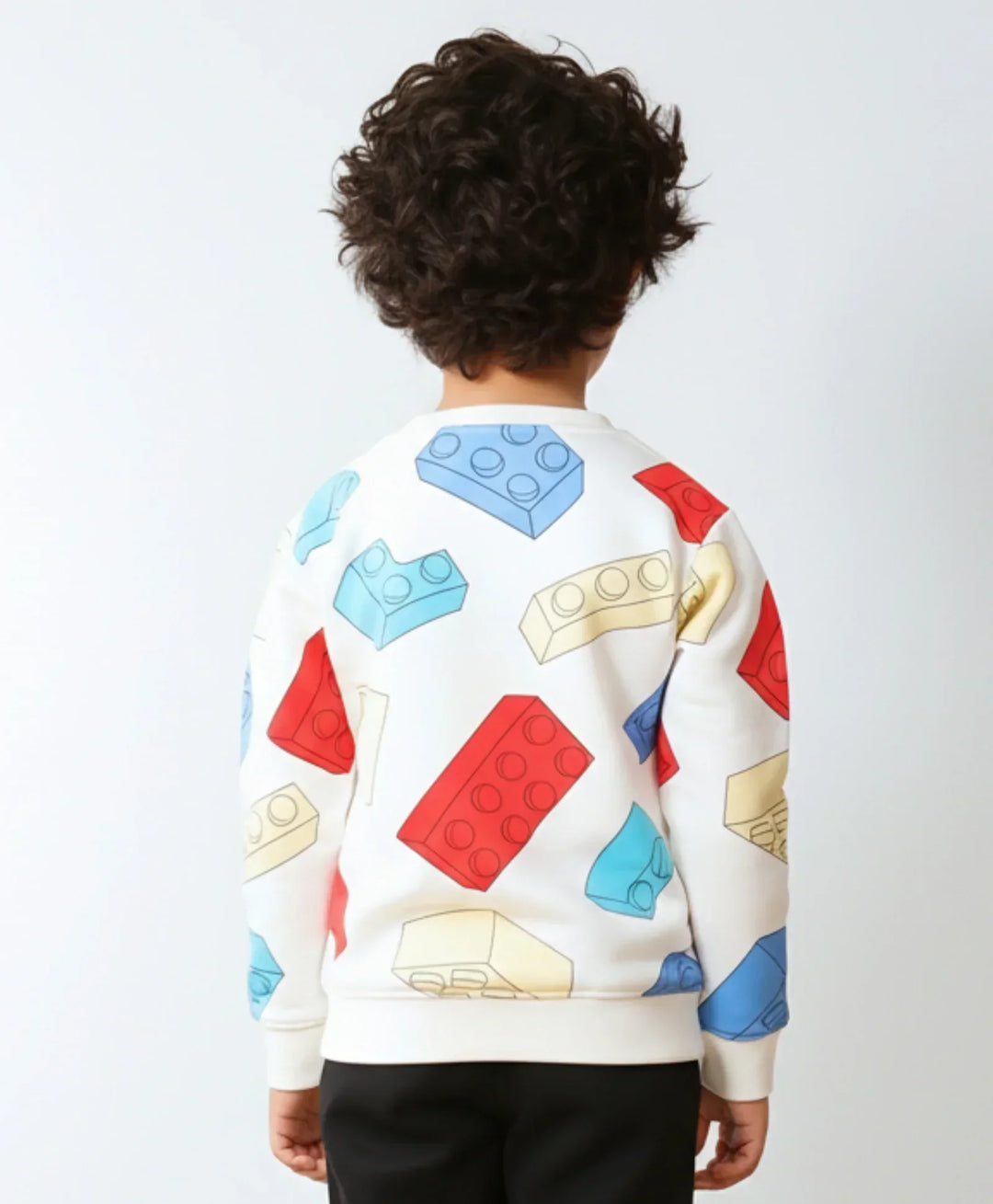 BLOCK BUILDER FLEECE BOYS SWEATSHIRT - OFF WHITE - Anthrilo 