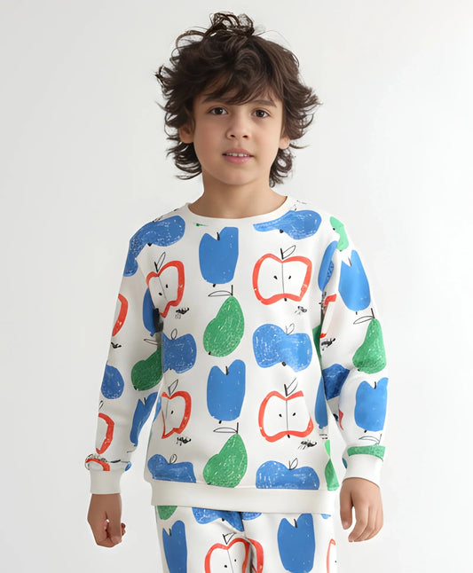 APPLE PEAR BOYS FLEECE SWEATSHIRT - WHITE