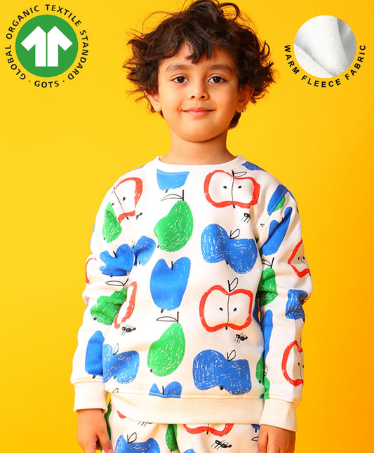APPLE PEAR BOYS FLEECE SWEATSHIRT - WHITE