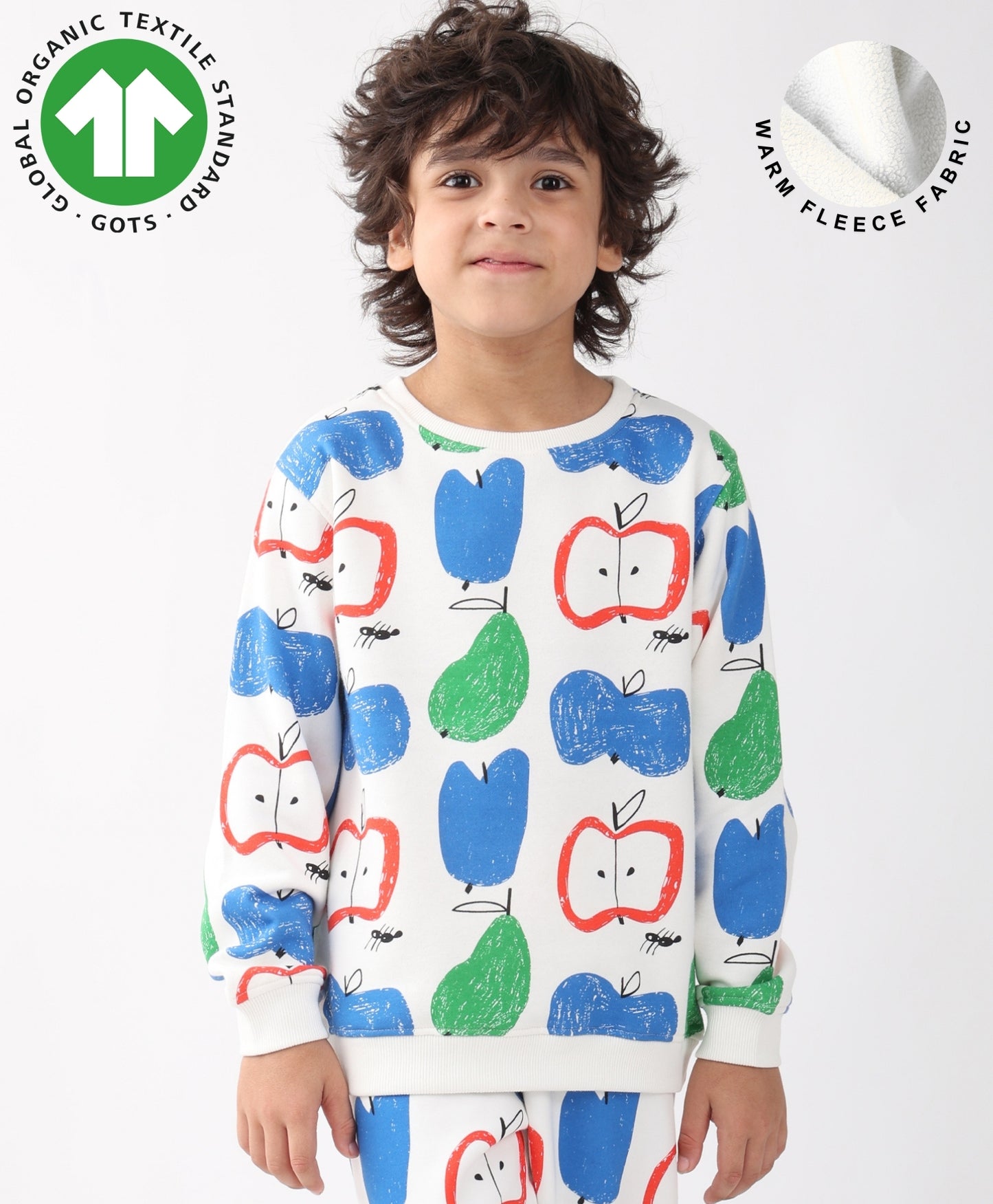APPLE PEAR BOYS FLEECE SWEATSHIRT - WHITE