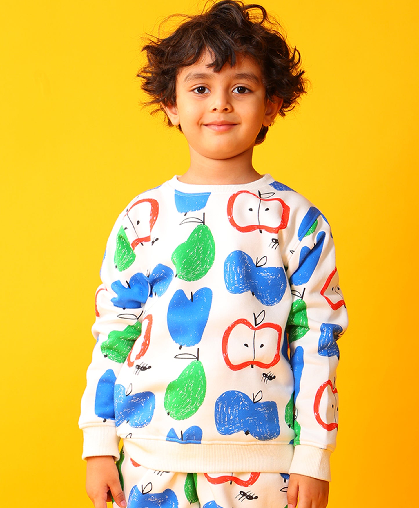 APPLE PEAR BOYS FLEECE SWEATSHIRT - WHITE