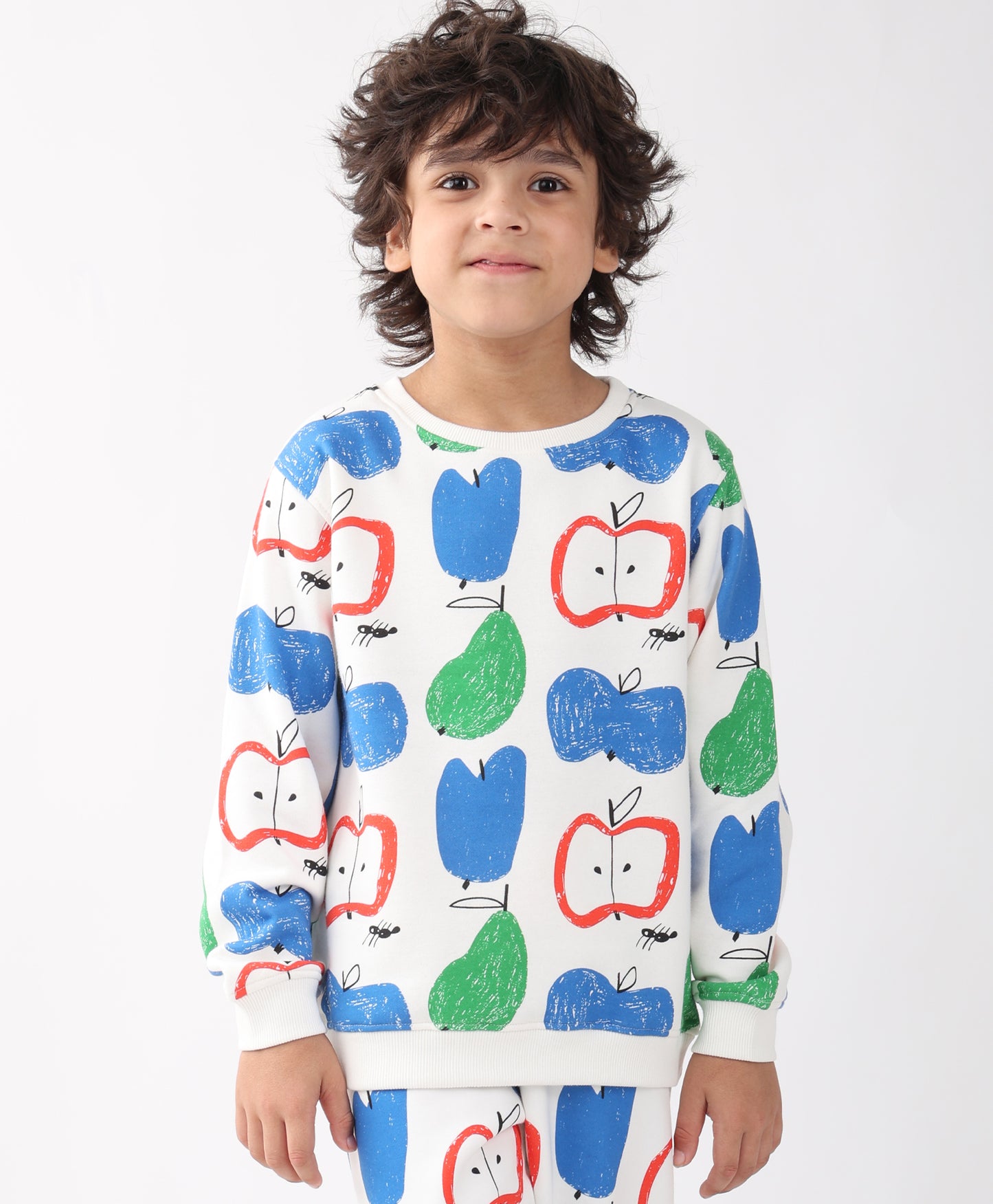 APPLE PEAR BOYS FLEECE SWEATSHIRT - WHITE