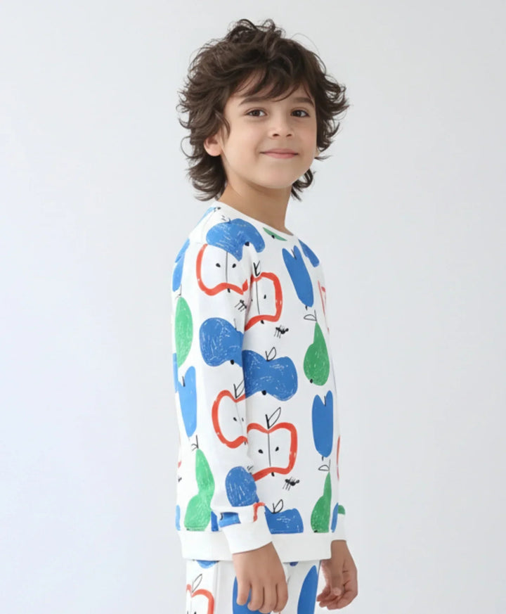 APPLE PEAR BOYS FLEECE SWEATSHIRT - WHITE - Anthrilo 