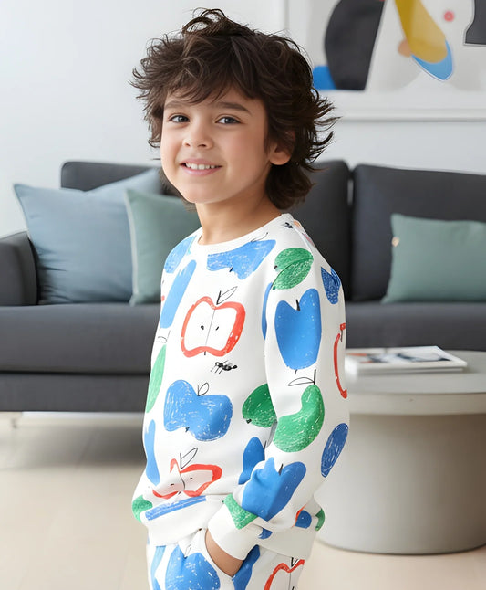 APPLE PEAR BOYS FLEECE SWEATSHIRT - WHITE