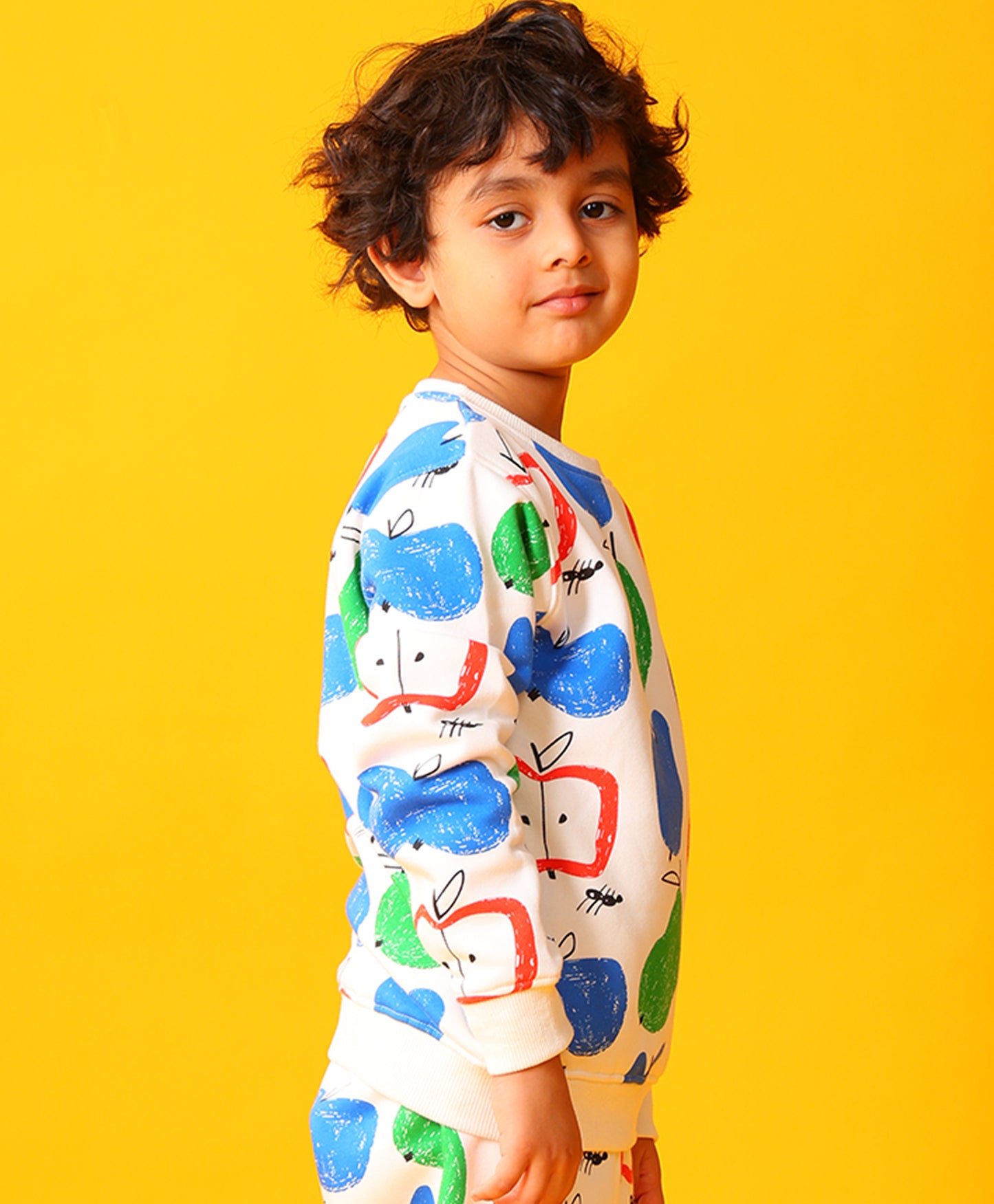 APPLE PEAR BOYS FLEECE SWEATSHIRT - WHITE