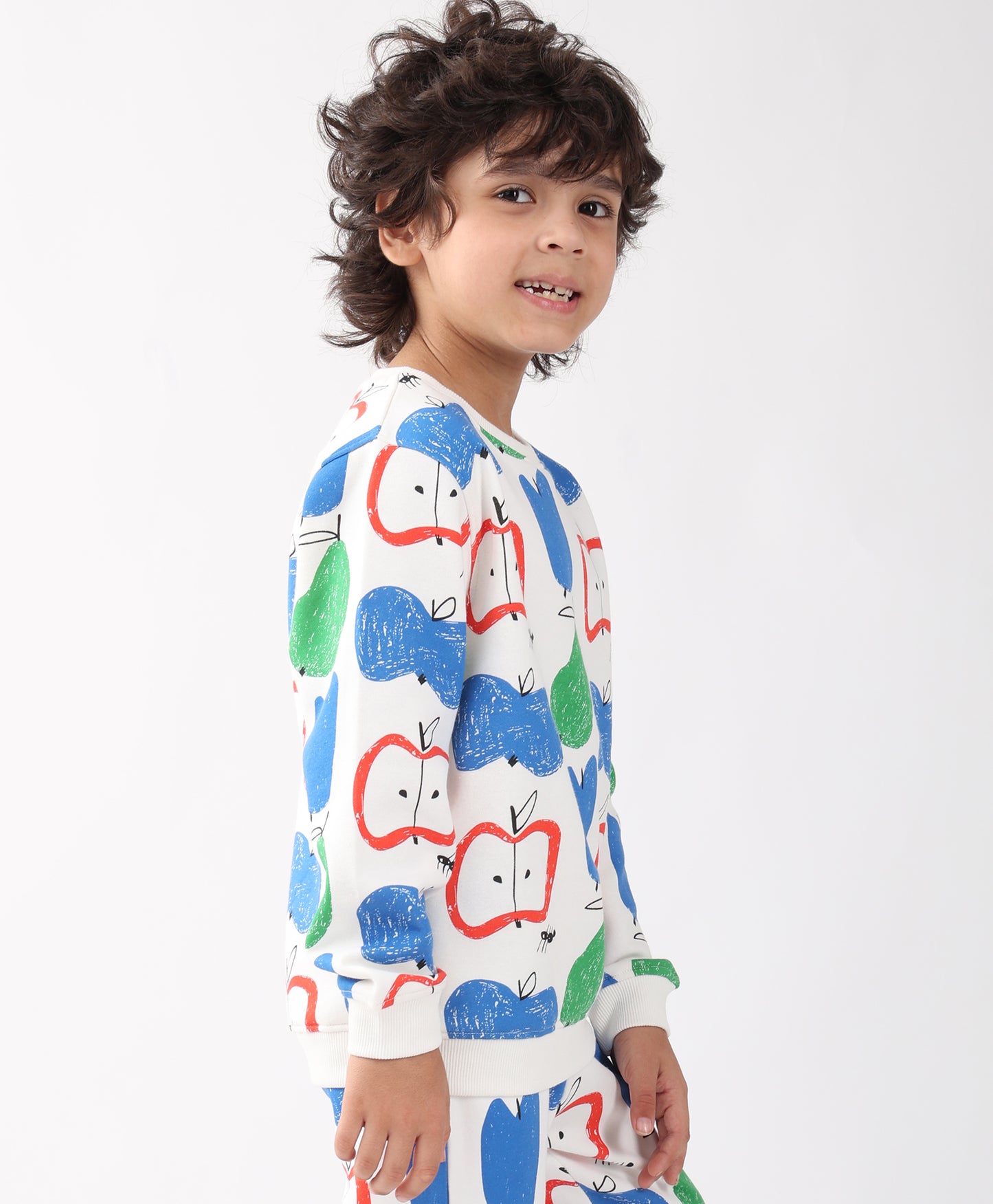 APPLE PEAR BOYS FLEECE SWEATSHIRT - WHITE