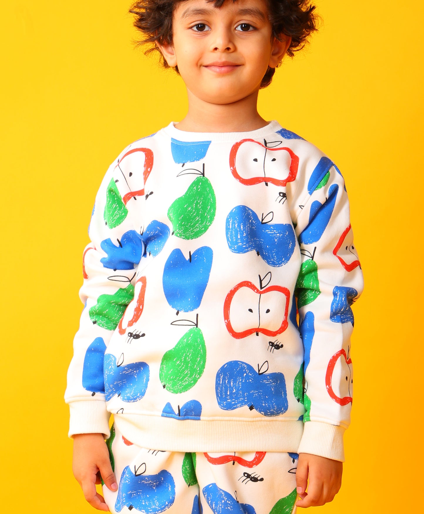 APPLE PEAR BOYS FLEECE SWEATSHIRT - WHITE