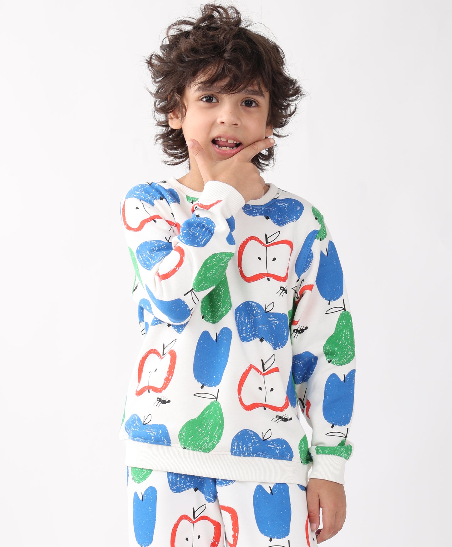 APPLE PEAR BOYS FLEECE SWEATSHIRT - WHITE