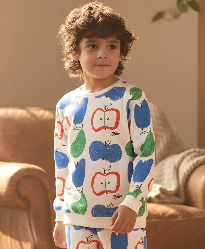 APPLE PEAR BOYS FLEECE SWEATSHIRT - WHITE - Anthrilo 