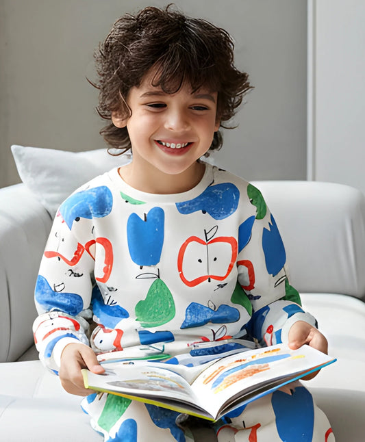 APPLE PEAR BOYS FLEECE SWEATSHIRT - WHITE