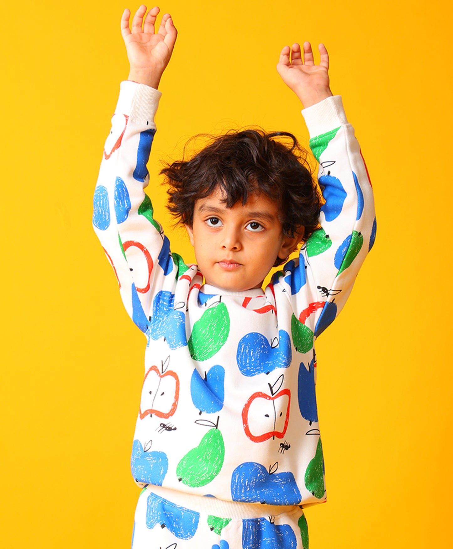 APPLE PEAR BOYS FLEECE SWEATSHIRT - WHITE