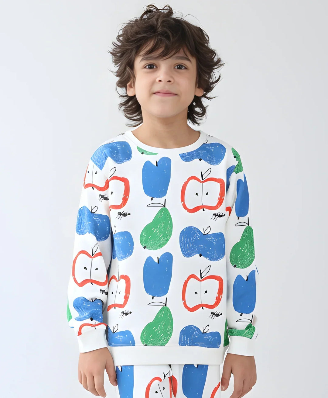 APPLE PEAR BOYS FLEECE SWEATSHIRT - WHITE - Anthrilo 