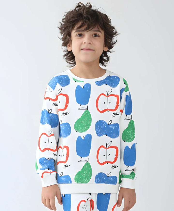 APPLE PEAR BOYS FLEECE SWEATSHIRT - WHITE - Anthrilo 