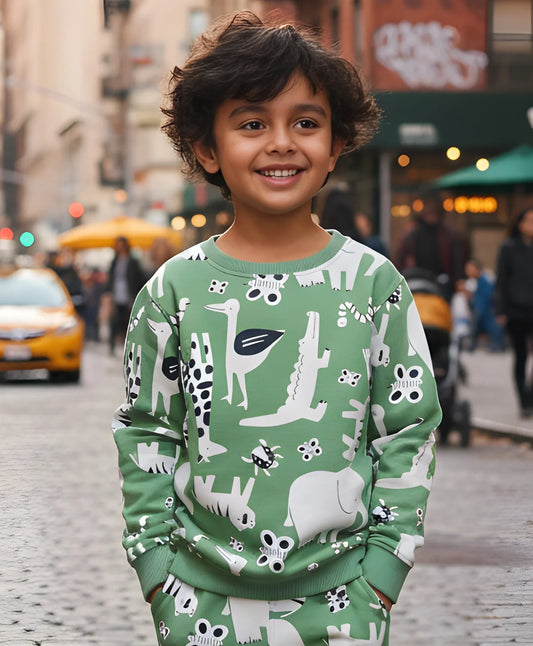 ANIMAL GREEN FLEECE BOYS SWEATSHIRT - GREEN