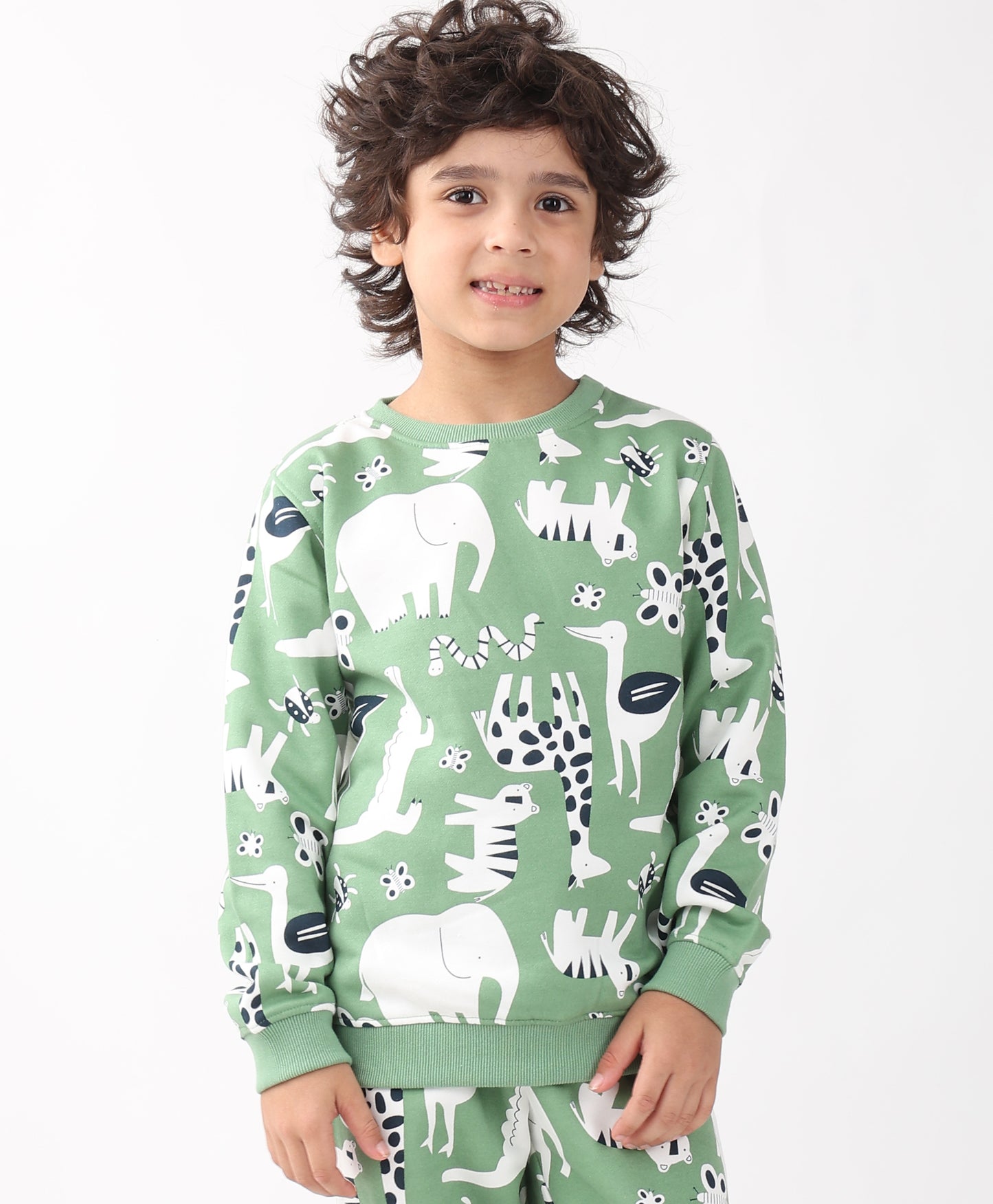 ANIMAL GREEN FLEECE BOYS SWEATSHIRT - GREEN