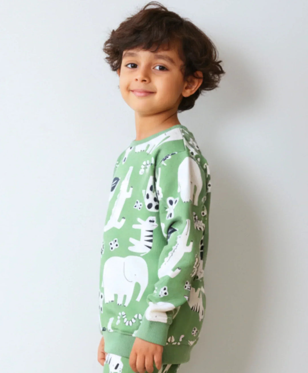 ANIMAL GREEN FLEECE BOYS SWEATSHIRT - GREEN - Anthrilo 
