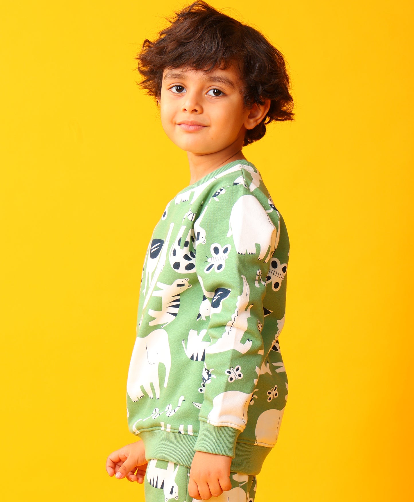 ANIMAL GREEN FLEECE BOYS SWEATSHIRT - GREEN