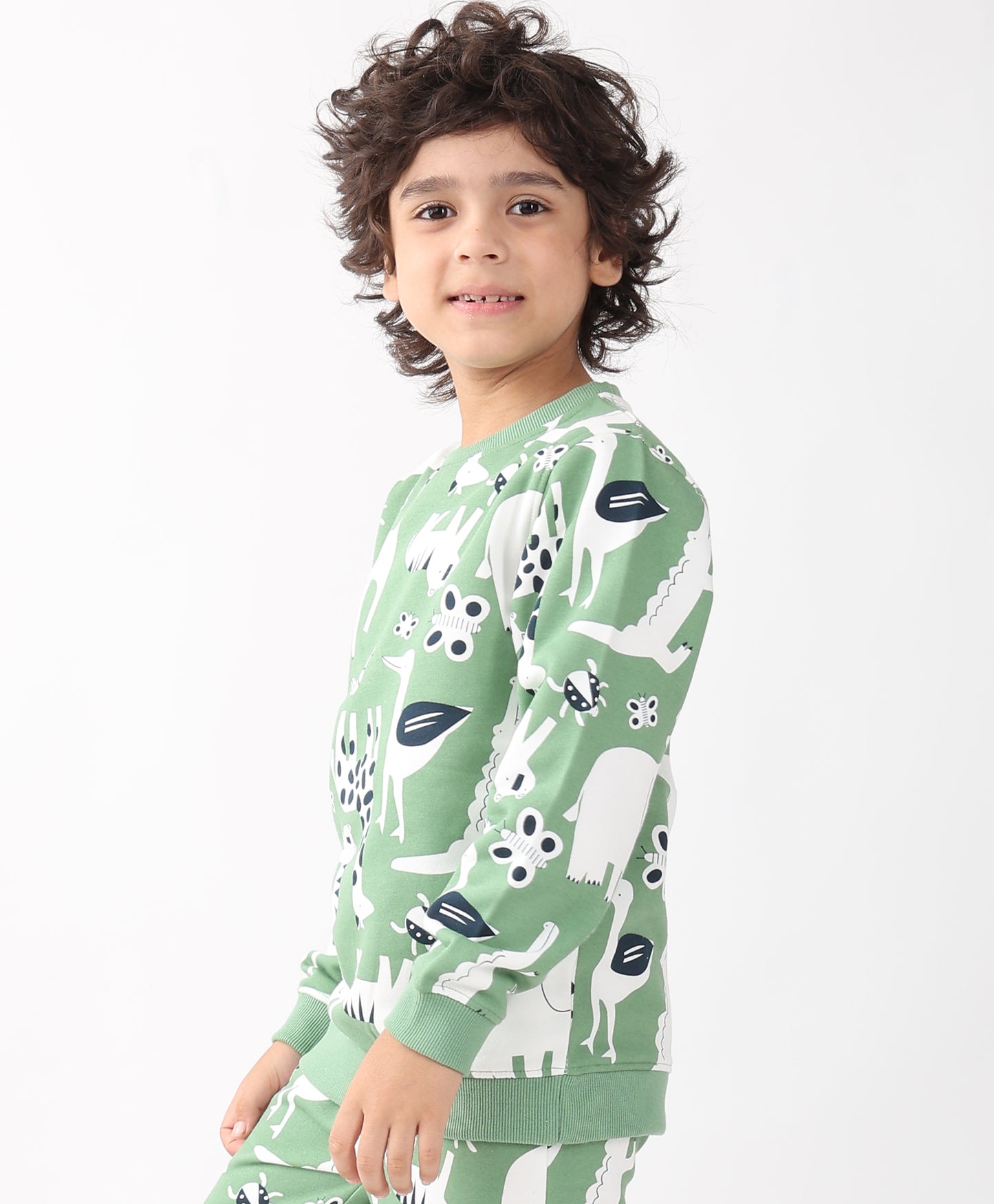 ANIMAL GREEN FLEECE BOYS SWEATSHIRT - GREEN