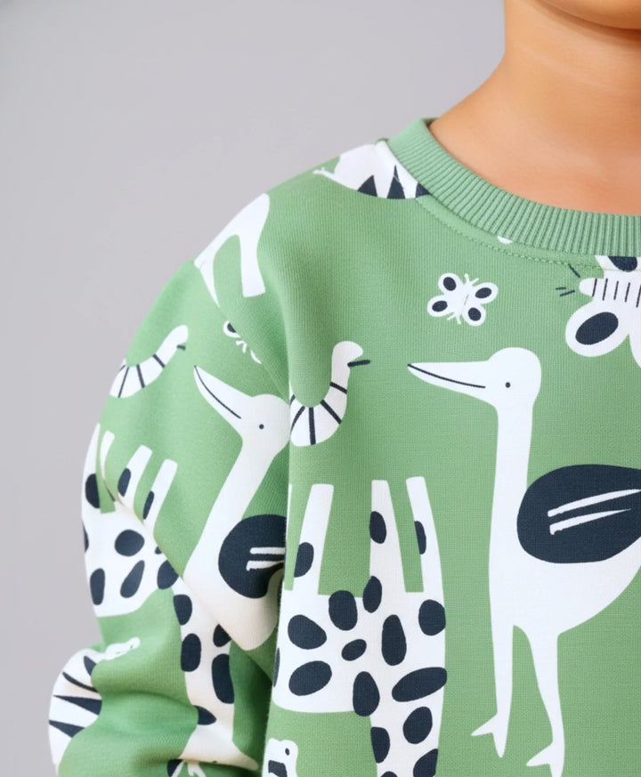 ANIMAL GREEN FLEECE BOYS SWEATSHIRT - GREEN - Anthrilo 