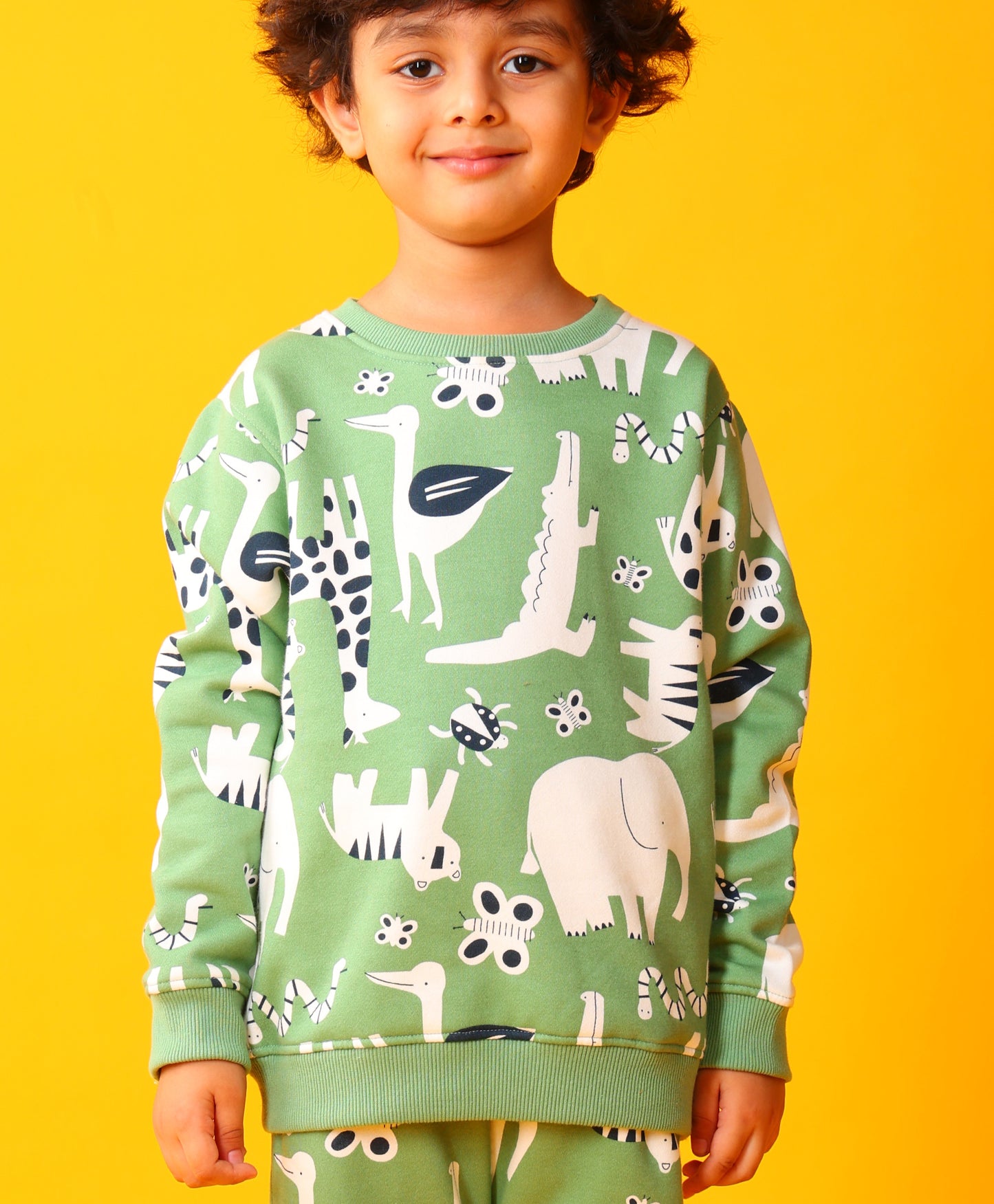 ANIMAL GREEN FLEECE BOYS SWEATSHIRT - GREEN